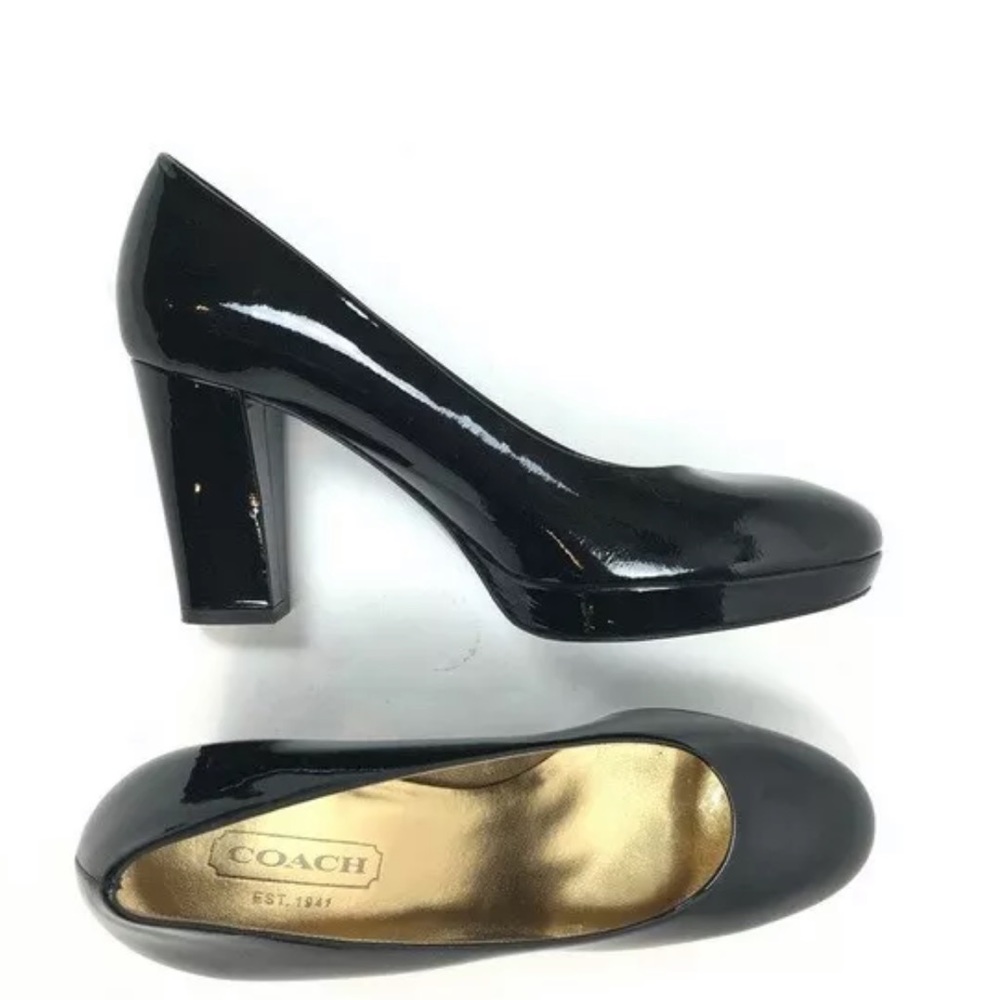 Coach 'FERN' Black Patent Leather Pumps 6